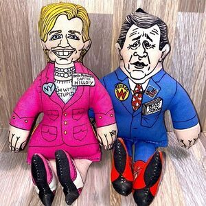 Vintage Hillary Clinton George W Bush plush mini toys political display